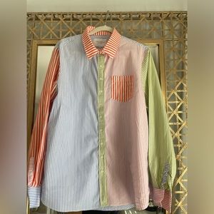 The Shirt Rochelle Behrens THE BOYFRIEND SHIRT IN MULTICOLOR STRIPE, Size XL